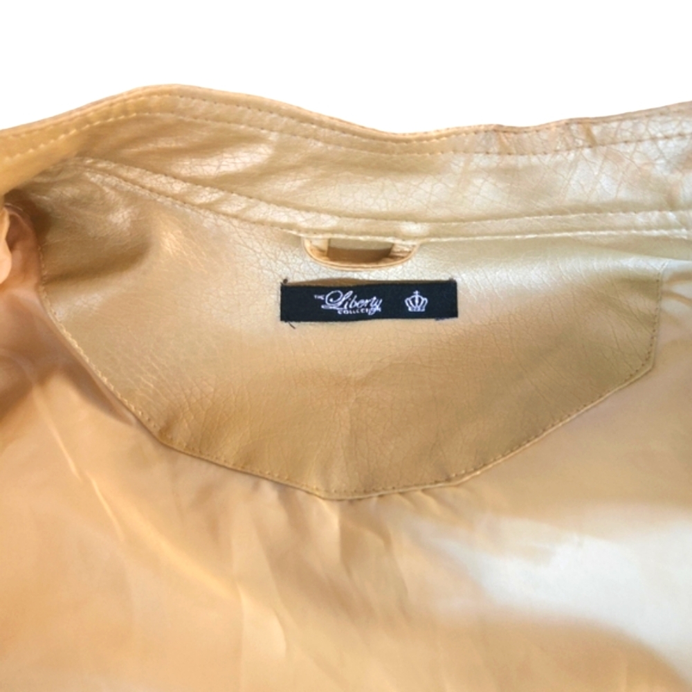 The Liberty Collection Women's Vegan Zip Up Leather Solid Gold Jacket - Picture 14 of 16